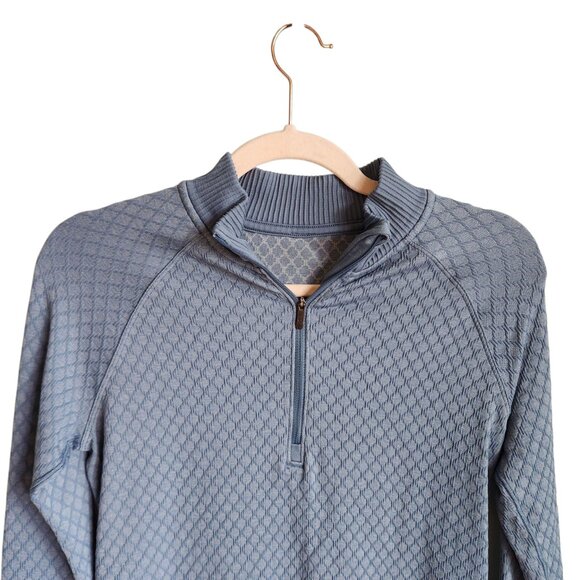 Lululemon Shirt Women's 8 Medium Blue Rest Less Half Zip Pullover Quilted Thumbh - Picture 3 of 10